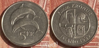 Исландия 5 крон 1999 года, KM# 28a, 327r-083
