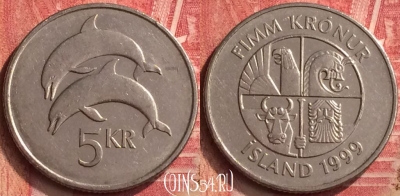 Исландия 5 крон 1999 года, KM# 28a, 397-075