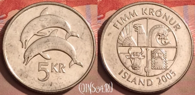 Исландия 5 крон 2005 года, KM# 28a, 085l-032