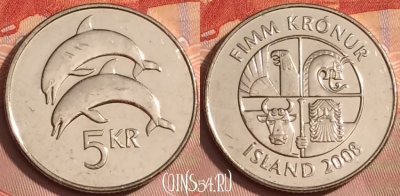 Исландия 5 крон 2008 года, KM# 28a, 355k-019