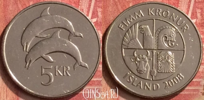 Исландия 5 крон 2008 года, KM# 28a, 397-103