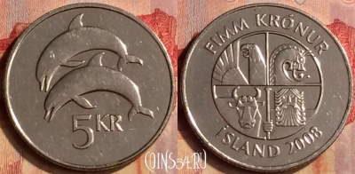 Исландия 5 крон 2008 года, KM# 28a, 404-139