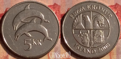 Исландия 5 крон 2008 года, KM# 28a, 405-006
