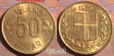 Исландия 50 эйре 1970 года, KM# 17, 193a-018