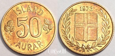 Исландия 50 эйре 1973 года, см. состояние, 72-019b