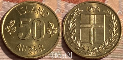 Исландия 50 эйре 1974 года, KM# 17, 296q-132