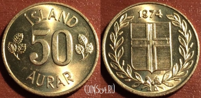 Исландия 50 эйре 1974 года, KM# 17, 58-016