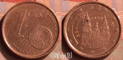 Испания 1 евроцент 1999 года, KM# 1140, 417-059