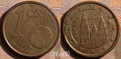 Испания 1 евроцент 2004 года, KM# 1140, 467s-506
