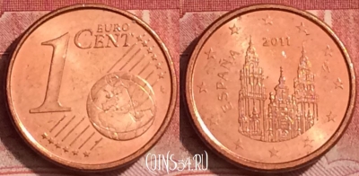 Испания 1 евроцент 2011 года, KM# 1144, 379k-079