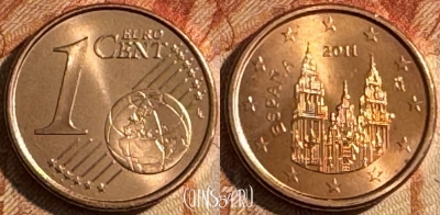 Испания 1 евроцент 2011 года, KM# 1144, UNC, s503s-124