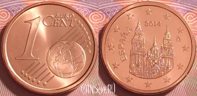 Испания 1 евроцент 2014 года, KM# 1144, UNC, 271j-094