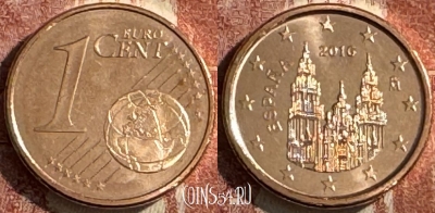 Испания 1 евроцент 2016 года, KM# 1144, UNC, 507s-072