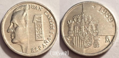 Испания 1 песета 1989 года, см. состояние, 71-072b