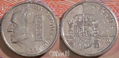 Испания 1 песета 1990 года, KM# 832, 137b-076