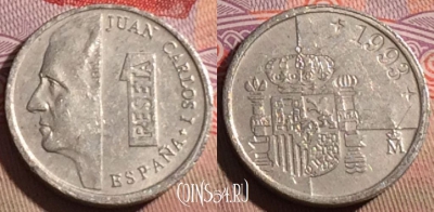 Испания 1 песета 1993 года, KM# 832, 216a-088