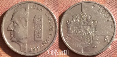 Испания 1 песета 1997 года, KM# 832, 184i-036