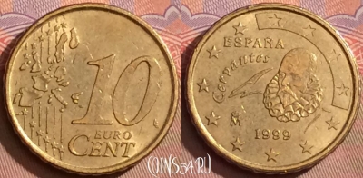 Испания 10 евроцентов 1999 года, KM# 1143, 091l-101