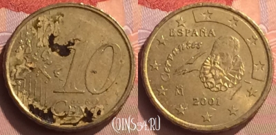 Испания 10 евроцентов 2001 года, KM# 1143, 077o-127