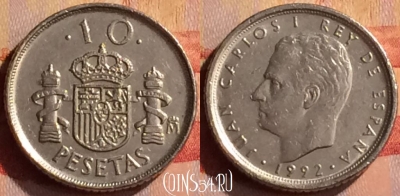 Испания 10 песет 1992 года, KM# 903, 285n-088