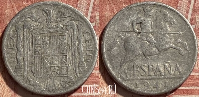 Испания 10 сентимо 1941 года, KM# 766, 463r-464