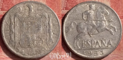 Испания 10 сентимо 1953 года, KM# 766, 119m-022