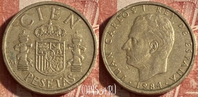 Испания 100 песет 1984 года, KM# 826, 238p-106