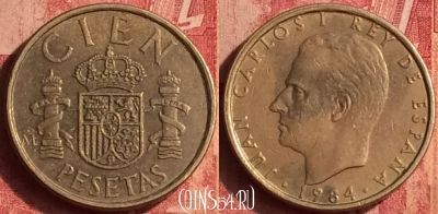 Испания 100 песет 1984 года, KM# 826, 385o-004