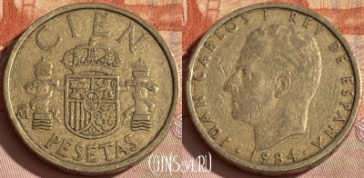 Испания 100 песет 1984 года, KM# 826, 393p-047