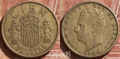 Испания 100 песет 1984 года, KM# 826, 463r-637