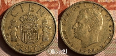 Испания 100 песет 1988 года, KM# 826, 230s-017