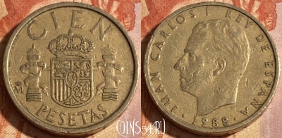 Испания 100 песет 1988 года, KM# 826, 288r-121