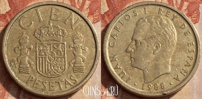 Испания 100 песет 1988 года, KM# 826, 448q-036