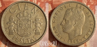 Испания 100 песет 1988 года, KM# 826, 449r-025
