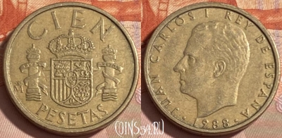 Испания 100 песет 1988 года, KM# 826, 480р-031