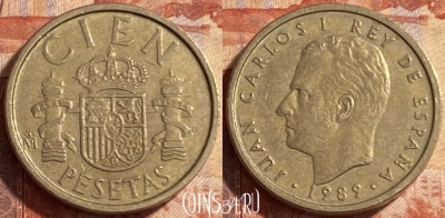 Испания 100 песет 1989 года, KM# 826, 487р-032