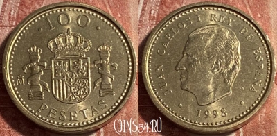 Испания 100 песет 1998 года, KM# 989, 499р-100 ♛