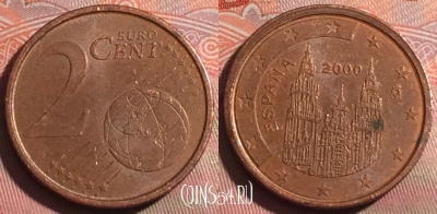 Испания 2 евроцента 2000 года, KM# 1041, 253a-109