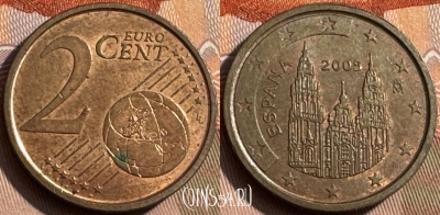 Испания 2 евроцента 2005 года, KM# 1041, 467s-482