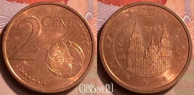 Испания 2 евроцента 2009 года, KM# 1041, 416-104