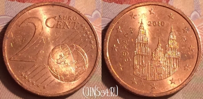 Испания 2 евроцента 2010 года, KM# 1045, 432-058