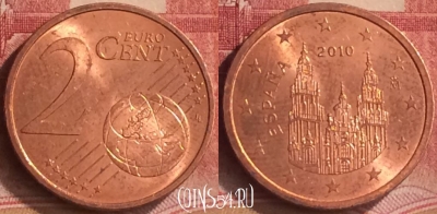 Испания 2 евроцента 2010 года, KM# 1145, 185m-067