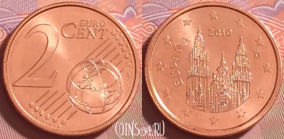 Испания 2 евроцента 2010 года, KM# 1145, UNC, 273j-043