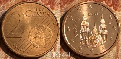 Испания 2 евроцента 2011 года, KM# 1045, UNC, 503s-123