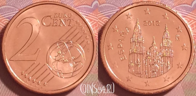 Испания 2 евроцента 2012 года, KM# 1145, UNC, 272j-117