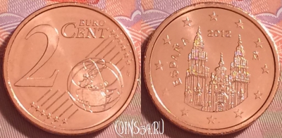 Испания 2 евроцента 2012 года, KM# 1145, UNC, 272j-141