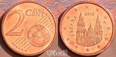 Испания 2 евроцента 2013 года, KM# 1045, 085l-076