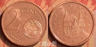 Испания 2 евроцента 2013 года, KM# 1045, 093n-097