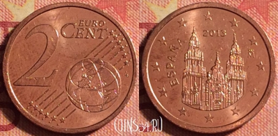 Испания 2 евроцента 2013 года, KM# 1045, 181j-132