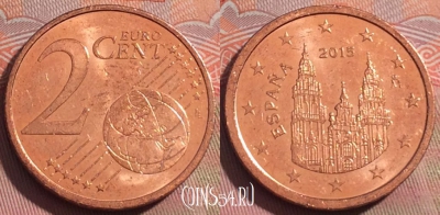 Испания 2 евроцента 2015 года, KM# 1145, 247a-140